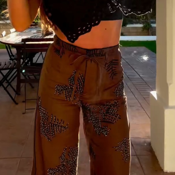 NWT ZARA EMBROIDERED WIDE LEG PANTS ZW COLLECTION - Picture 15 of 16